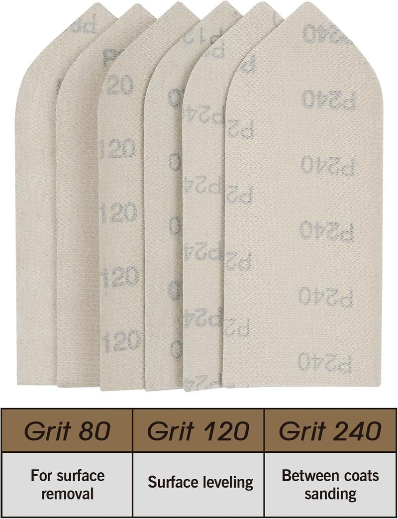 Rolling Dog 7 PCS Detail Sander Kit - 7.7” x 3”Hand Sander With 6PC Sandpaper for Drywall, Wood, and Metal Sanding (80,120,240 grit) - Image 5